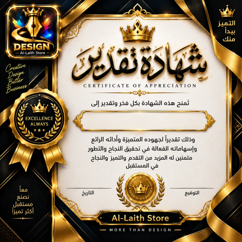 تصميم شهادة تقدير